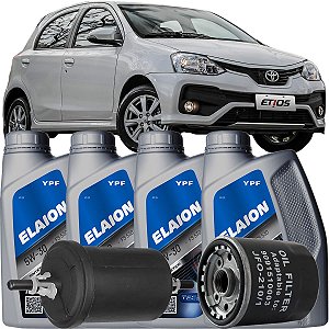 Kit Revisão Oleo 5w30 + Filtro De Oleo E Combustivel Toyota Etios 1.3 E 1.5 Flex 2016 2017 2018 2019 2020 2021 2022