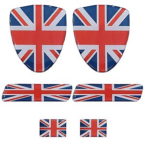 Kit Adesivo Emblema Resinado Escudo Bandeira Inglaterra Coluna Lateral Placa - 6 Peças