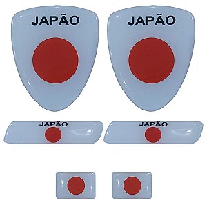 Kit 6 Pçs Emblema Adesivo Escudo Bandeira Japão Nippon Para Colar No Carro Lateral Coluna E Placa