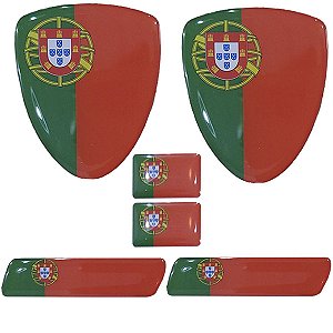 Kit 6 Pçs Emblema Adesivo Escudo Bandeira Portugal Para Colar No Carro Lateral Coluna E Placa