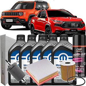 Kit Revisao Completo Oleo Mopar 5w30 E Filtros Fiat Toro Jeep Renegade 1.8 Etorq Flex 2016 2017 2018 2019 2020 2021 2022