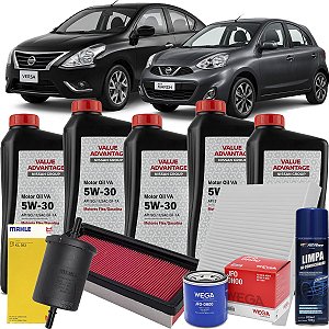 Kit Revisão Completo Oleo 5w30 Nissan March Versa 1.6 2016 2017 2018 2019 2020
