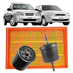 Kit Filtros De Ar Óleo Combustivel Ford Fiesta Street Gasolina E Courier Todos Zetec Rocam