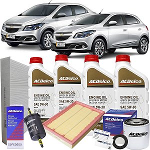 Kit Revisao 5w30 Acdelco E Filtros Completo Para Gm Onix Prisma 1.0 1.4 2012 2013 2014 2015 2016 2017