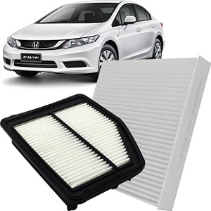 Kit filtro de ar condicionado e ar do motor - New Civic G9 1.8 e 2.0 de 2013 até 2016