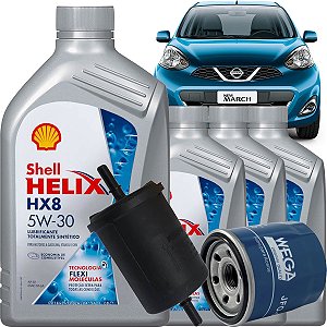 Kit Revisão Óleo 5W30 Flex E Filtro Para March Versa 1.0 12V 3 Cilindros 2016 2017 2018 2019 2020