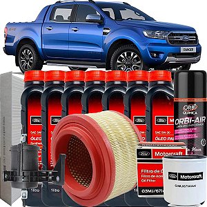 Kit Revisão Troca De Oleo 5w30 Ford Motorcraft Filtros Para Ranger 2.5 16V Flex 2012 2013 2014 2015