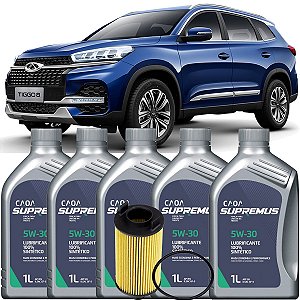 Kit Revisao Simples Oleo 5w30 E Filtro Para Chery Tiggo 8 1.6 Turbo TGDI Gasolina 2020 2021 2022 2023