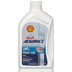 Óleo De Motor Shell Advance AX6 10W40 Lubrificante Sintético Api SL Jaso MA2 - 1 Litro