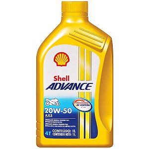 Óleo De Motor Shell Advance AX5 20W50 Lubrificante Mineral Para Motor Moto 4 Tempos - 1 Litro