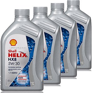 Kit 4 Litros De Óleo De Motor Lubrificante Shell HX8 5W30 Api SP Ilsac Gf-6A Semissintético