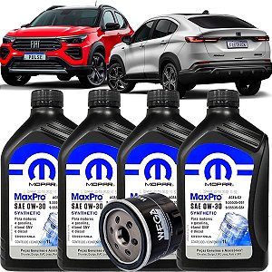 Kit Troca D Óleo Mopar Maxpro 0W30 E Filtro Para Fiat Fastback E Pulse 1.0 Turbo