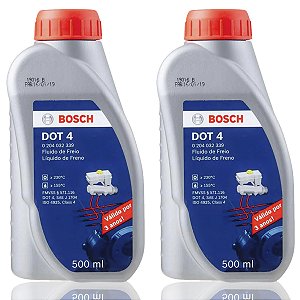 Kit 2 frascos de 500ml de fluído de freio DOT4 Bosch