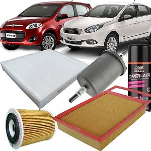 Kit filtros de ar óleo combustível e cabine + higienizar de ar condicionado para Fiat Grand Siena e Palio Etorq