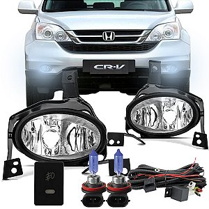 Kit Farol De Milha Completo Moldura Rele Lampada Super Branca Cr-V 2010 2011