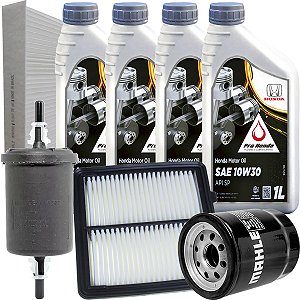 Kit óleo 10W30 e filtros para Fit e City 2009 2010 2011 2012 2013