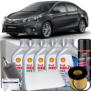 Kit troca de óleo e filtros para Corolla 1.8 e 2.0 de 2013 até 2019