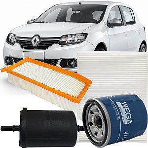 Kit filtros de óleo, ar, combustível e ar condicionado Logan Sandero 1.6 16V