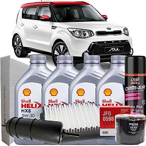 Kit Troca De Oleo 5w30 Shell Para Kia Soul 1.6 16V EX 2013 2014 2015 2016 2017 2018 2019