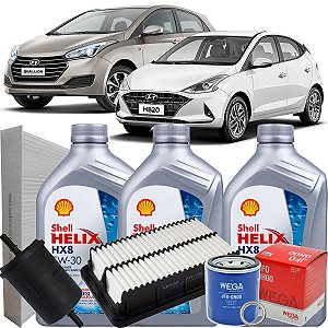 Kit troca de óleo Shell Helix Hx8 5W30 e filtros para Hb20 1.0 3 cilindros de 2012 até 2025