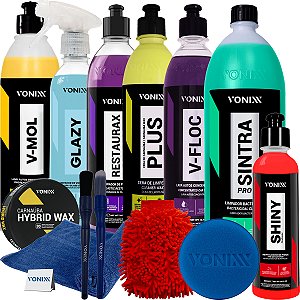 Kit Estética Automotiva Iniciante Vonixx Completo Limpeza Lava Autos Restaurador Ceras Pneus Microfibra