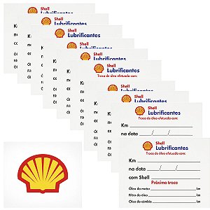 KIT 10 ETIQUETA QUILOMETRAGEM TROCA DE ÓLEO SHELL
