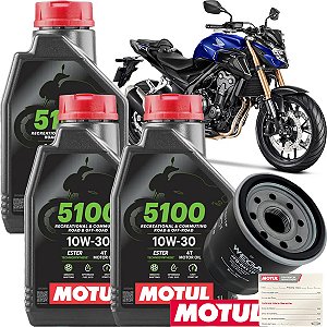 Kit Troca De Oleo Motul 5100 10W30 E Filtro Para Moto Honda CB 500 CB500 R F X