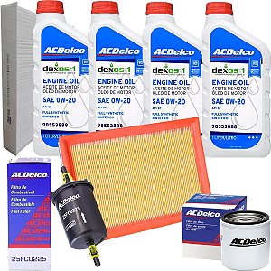 Kit Revisão Oleo 0W20 ACDelco Dexos1 Para Chevrolet Onix Prisma 2017 A 2020 Geração 1