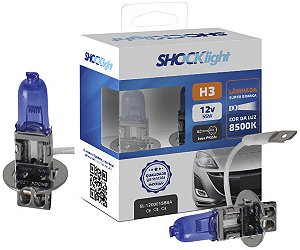 Par De Lampada H3 Luz Super Branca Halógena Shocklight 8.500 K Selo Inmetro