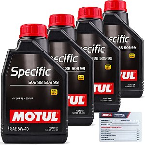Kit 4 Litros De Oleo Lubrificante Motul 5W40 Specific Volkswagen 508 88 509 99 Golf Jetta Up Nivus