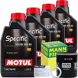 Kit 4 Litros Troca De Oleo Lubrificante Motul 5W40 + Filtro Polo Up Fox Nivus Gol Golf Jetta T-Cross