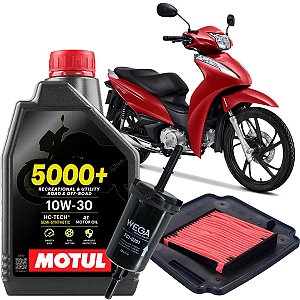 Kit Revisao Oleo Motul 5000+ 10W30 E Filtros Para Honda Biz 125cc Flex 2012 Até 2025