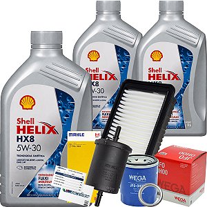 Kit Troca de Óleo 5W30 Shell + Filtros Hb20 1.0 12V Flex 2012 a 2026 Aspirado