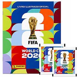 Kit Álbum De Figurinhas Da Copa Do Mundo 2026 Capa Cartão Mole Fifa World Cup + 2 Envelope C/ 7 Adesivos