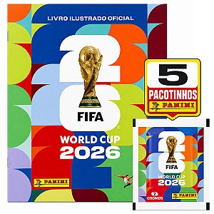 Kit Álbum De Figurinhas Da Copa Do Mundo 2026 Capa Cartão Mole Fifa World Cup + 5 Envelope C/ 7 Adesivos