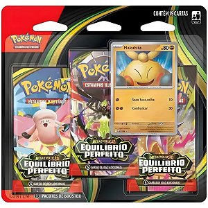 Blister Triplo Pokemon Mega Evolução Makuhita Me03 Equilibrio Perfeito Coleção 3 Pacote Booster