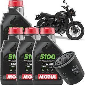 Kit Revisao Oleo Motul 5100 10W50 E Filtro Para Triumph Bonneville T100 T120 Bobber