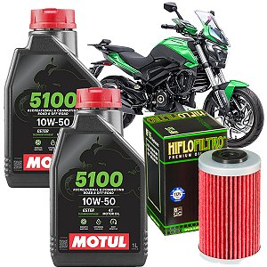 Kit Troca De Óleo Motul 10W50 5100 E Filtro Hiflo Para Bajaj Dominar 400Cc 2022 2023 2024 2025