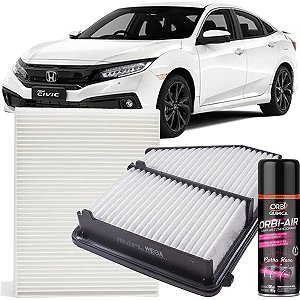 KIT FILTROS DE AR CABINE E HIGIENIZADOR HONDA CIVIC G10 2.0 DE 2016 EM DIANTE - JFA0405 FB1058