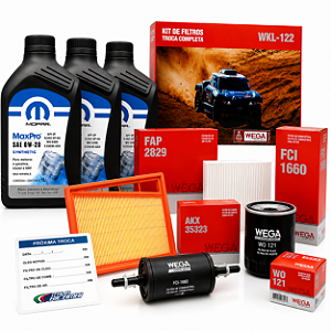 Kit Troca Completa de Filtros Wega + 3 Litros Óleo Mopar MaxPro Flex 0W20 Sintético Fiat Argo Mobi Uno 1.0 Firefly