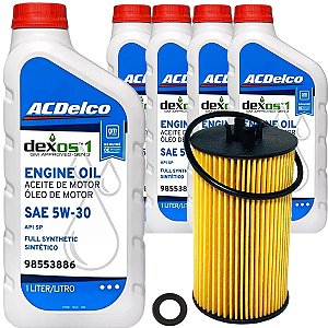 Kit Troca De Oleo 5W30 ACDelco Dexos1 E Filtro Para Gm Tracker Cruze Sonic Motor Ecotec