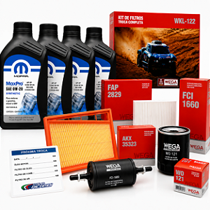 Kit Troca Completa Filtros + 4 Litros Óleo Mopar MaxPro Flex 0W20 Sintético Fiat Firefly 1.3 Argo Cronos Pulse Strada Uno