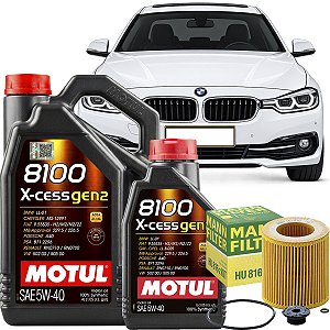 Kit Troca De Oleo Motul 8100 5W40 Api SP E Filtro Mann Bmw 320i 328i 420i 428i Z4 X1 Motor 2.0 16V Turbo