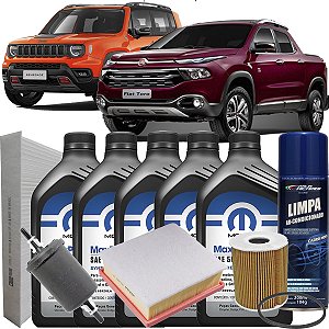 Kit Revisao Oleo Mopar 5W30 Flex E Filtros Para Fiat Toro Renegade Motor 1.8 E-torq 16V 2015 A 2022