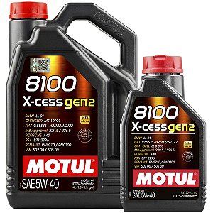 Kit 5 Litros De Óleo Lubrificante Do Motor Motul 8100 X-Cess Gen2 5w40 100% Sintético Api SP