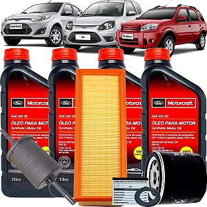 Kit Óleo Motorcraft 5W30 100% Sintético + Filtros - Fiesta, Ka, Ecosport Zetec Rocam (4L)