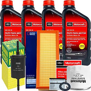 Kit Óleo Motorcraft 5W30 100% Sintético + Filtros - Fiesta, Ka, Ecosport Zetec Rocam (4L)