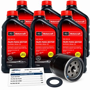 Kit óleo Motorcraft 5W30 e filtro para Ford Fusion 2.0 16V Ecoboost e 2.5 16V Duratec 2013 2014 2015 2016 2017 2018 2019