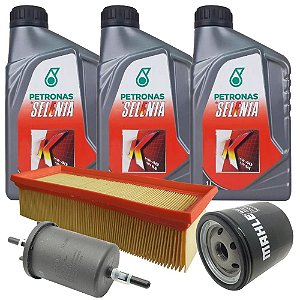 Kit troca de óleo Selenia K 15W40 e filtros de óleo ar e combustível - Fiat Grand Siena Uno Palio Fiorino Punto 1.4 Evo