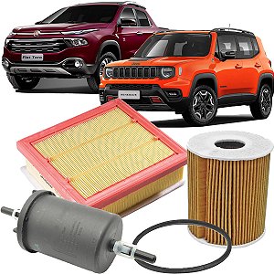 Kit Filtros Fiat Toro 1.8 16V e Jeep Renegade 1.8 16V - Filtros de ar, óleo e combustível